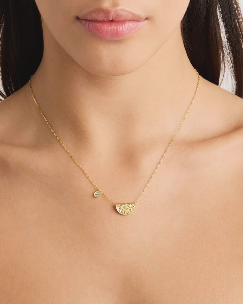 By Charlotte Necklaces Lotus Birthstone Necklace - March - Aquamarine