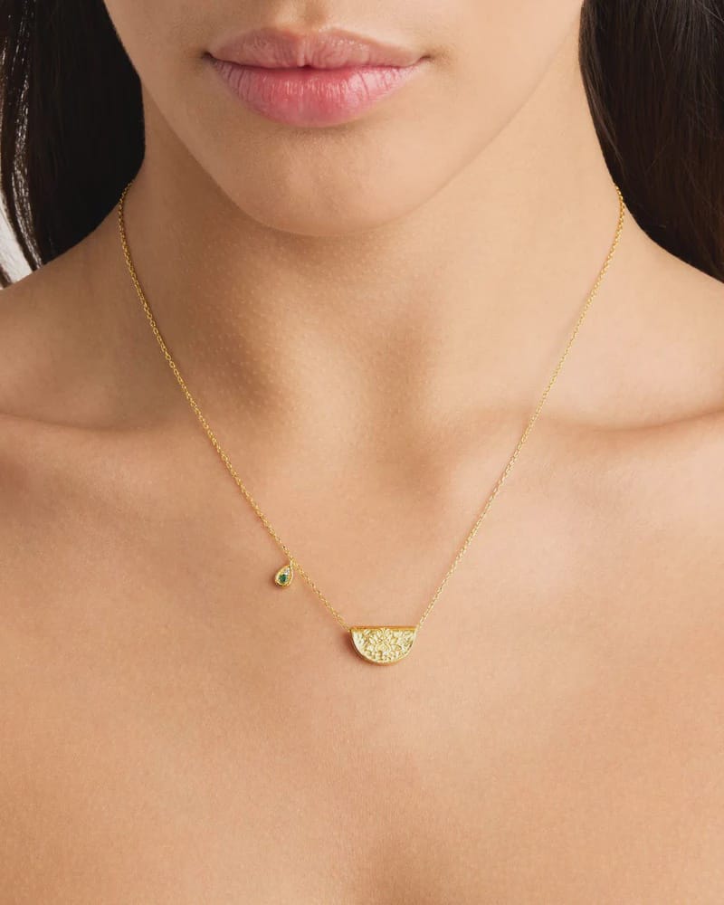 By Charlotte Necklaces Lotus Birthstone Necklace - May - Emerald