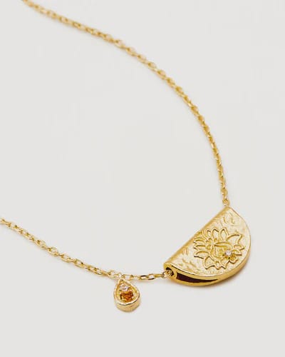 By Charlotte Necklaces Lotus Birthstone Necklace - November - Citrine