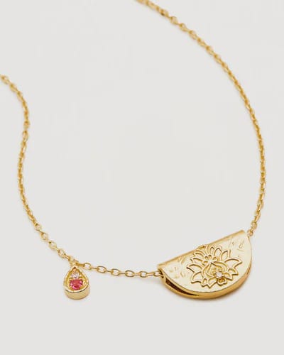 By Charlotte Necklaces Lotus Birthstone Necklace - October - Pink Tourmaline