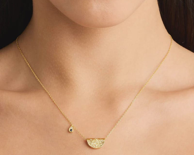 By Charlotte Necklaces Lotus Birthstone Necklace - September - Sapphire