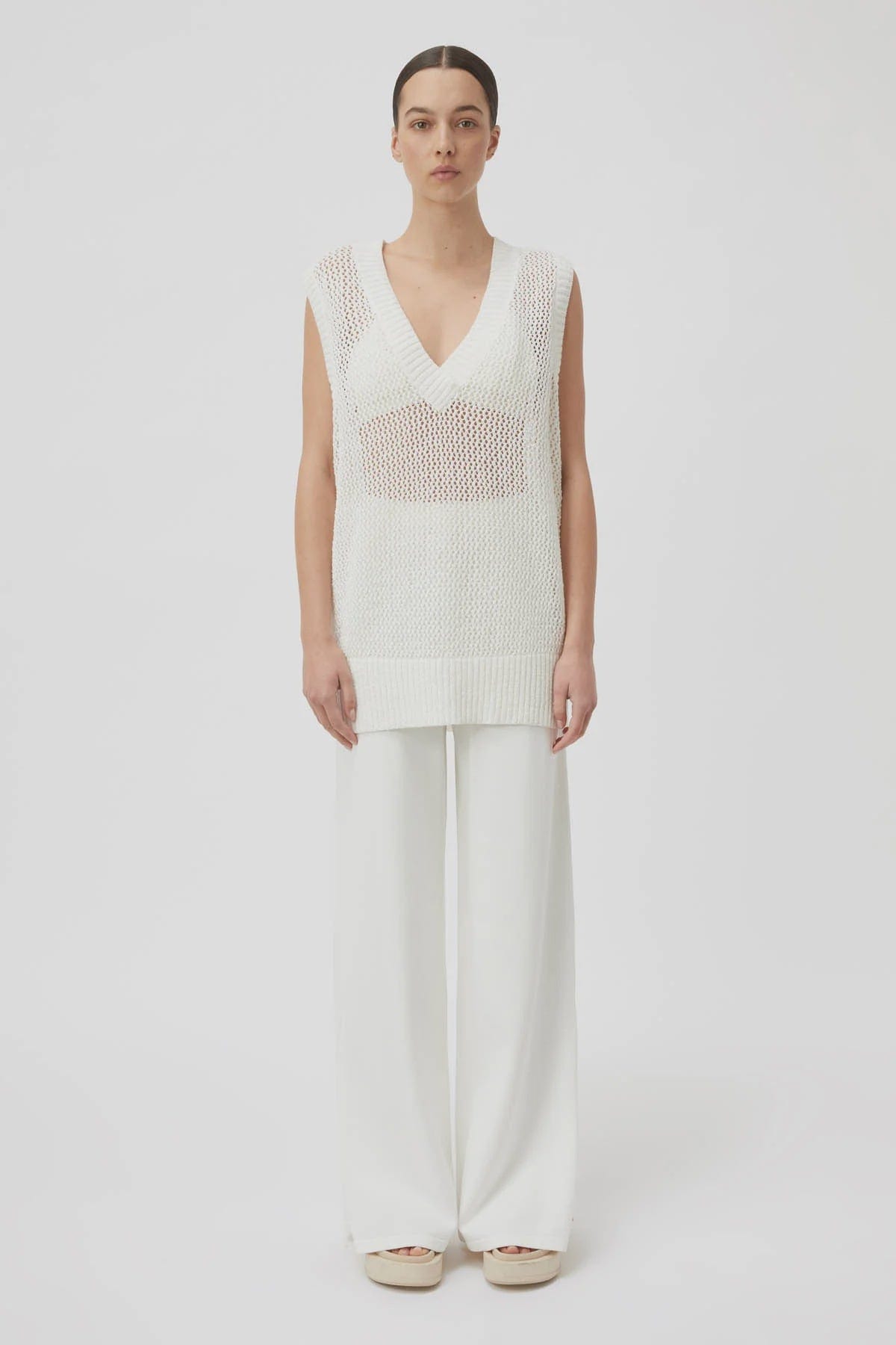 C&M Tops C&M | Adelpha Knit Vest - White