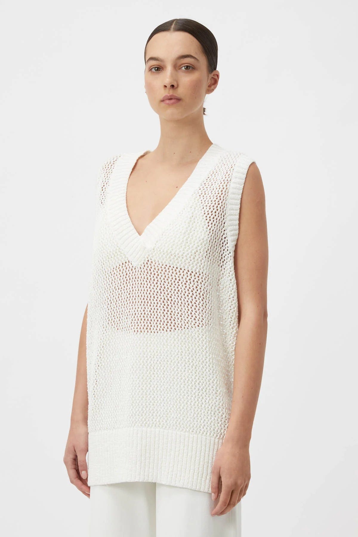 C&M Tops - Casual C&M | Adelpha Knit Vest - White