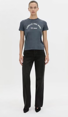 Camilla & Marc Tees Sparrow Graphic Neat Fit Tee - Deep Indigo/White