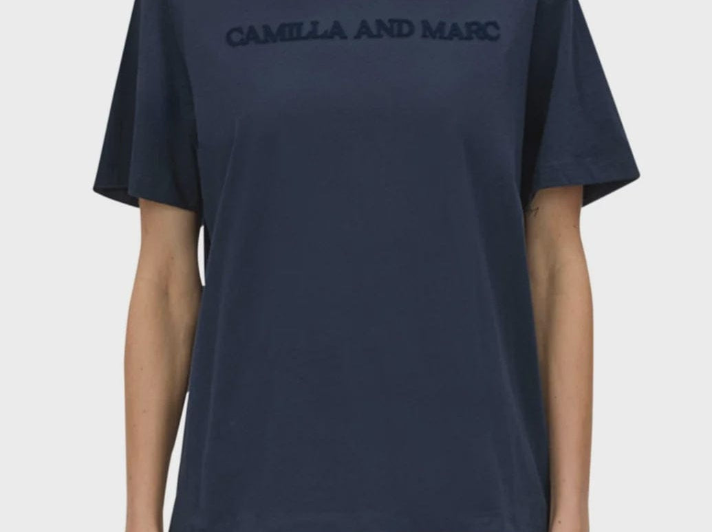 Camilla & Marc Tees Tia Flocking Logo Tee - Navy