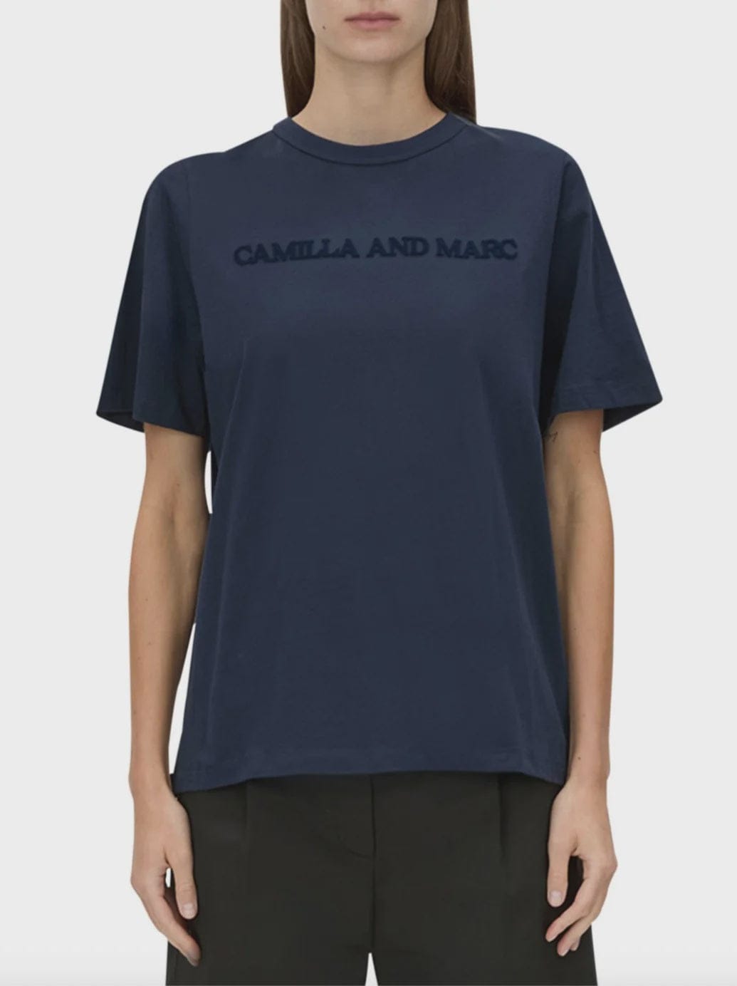Camilla & Marc Tees Tia Flocking Logo Tee - Navy
