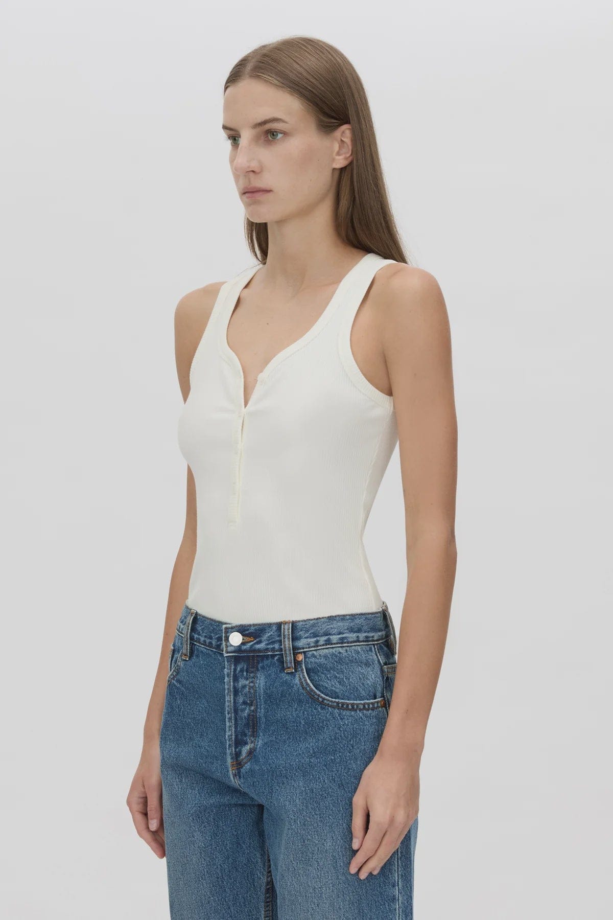 Camilla & Marc Tops Nora Button Down Tank - Soft White