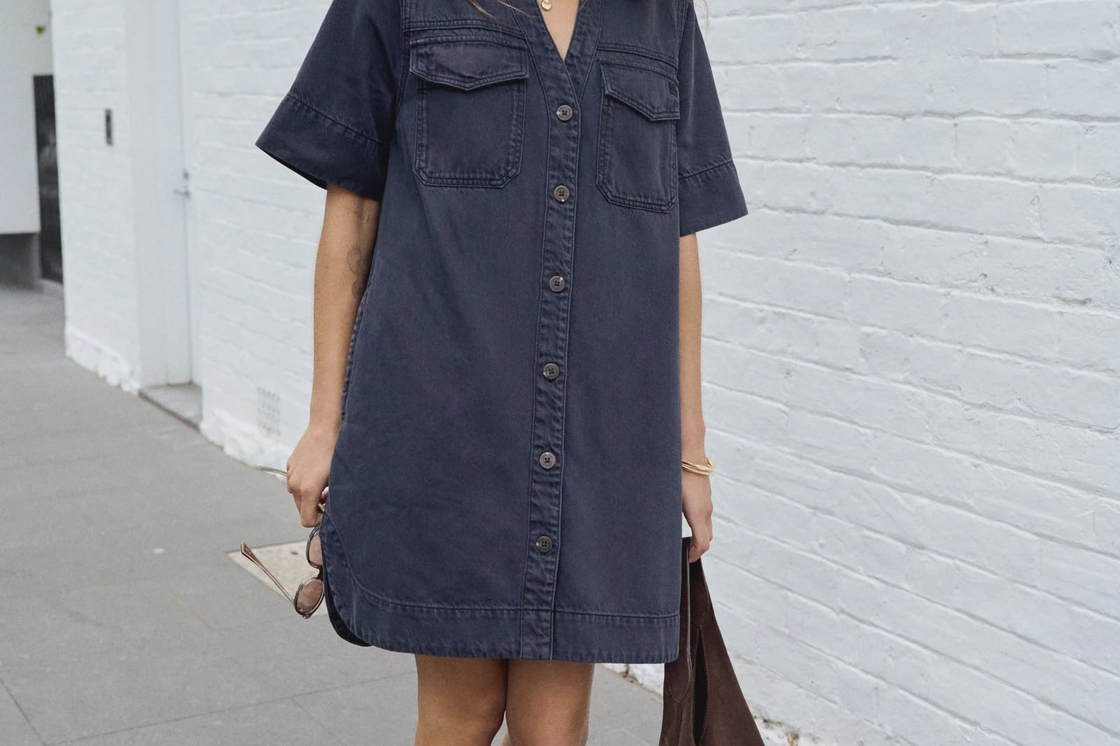 Ceres Life Dresses Bonnie Relaxed Shirt Dress - Washed Black