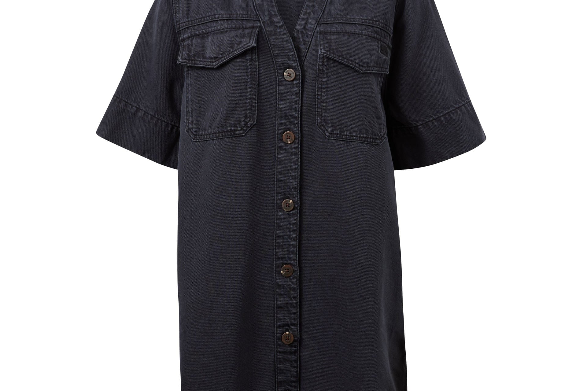 Ceres Life Dresses Bonnie Relaxed Shirt Dress - Washed Black