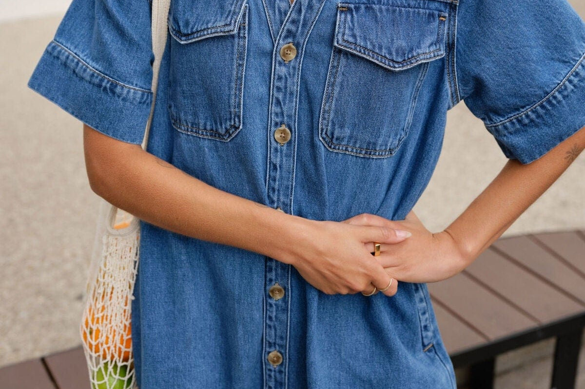 Ceres Life Dresses Sammy Relaxed Shirt Dress - Fresh Indigo