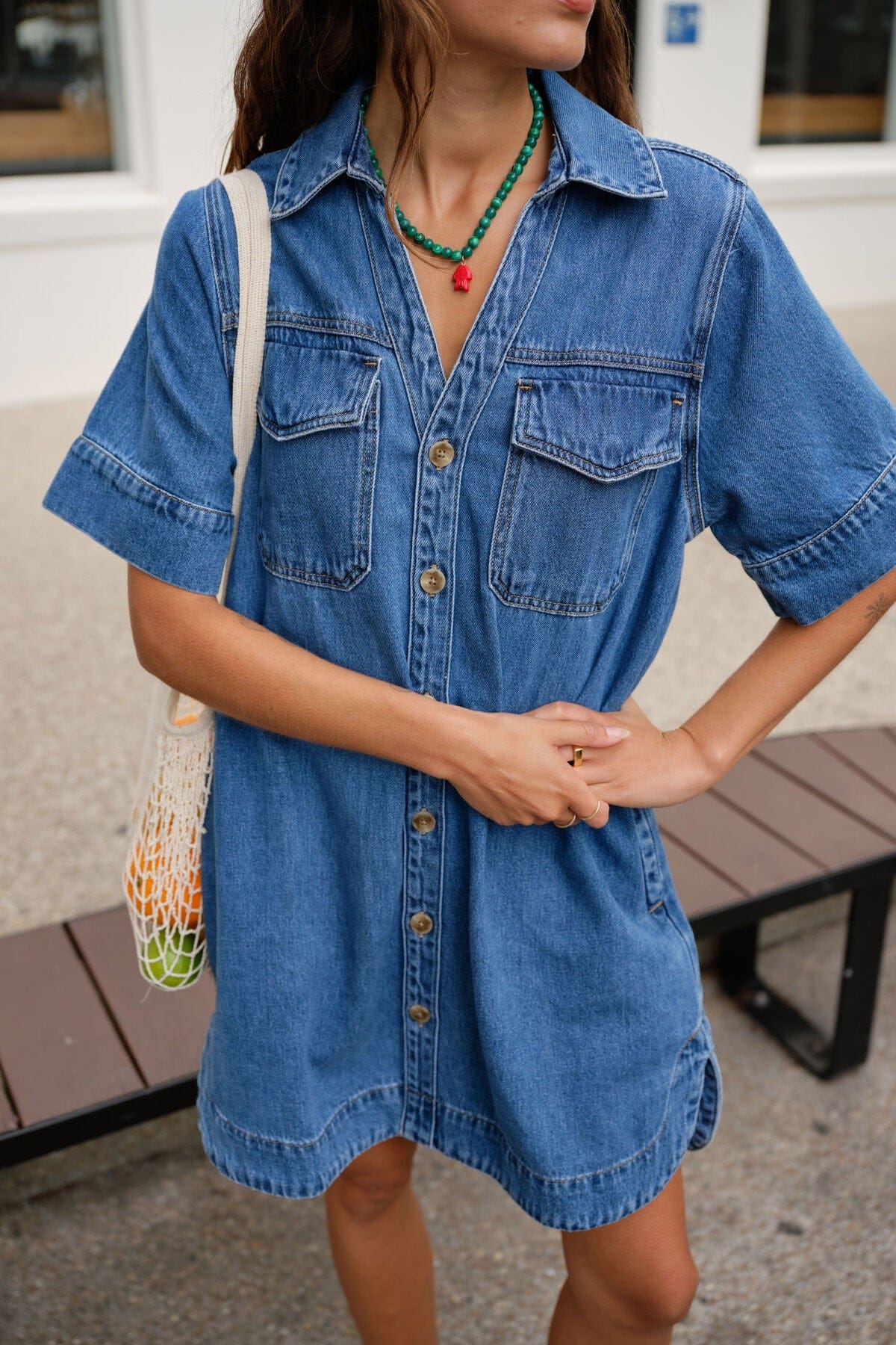 Ceres Life Dresses Sammy Relaxed Shirt Dress - Fresh Indigo