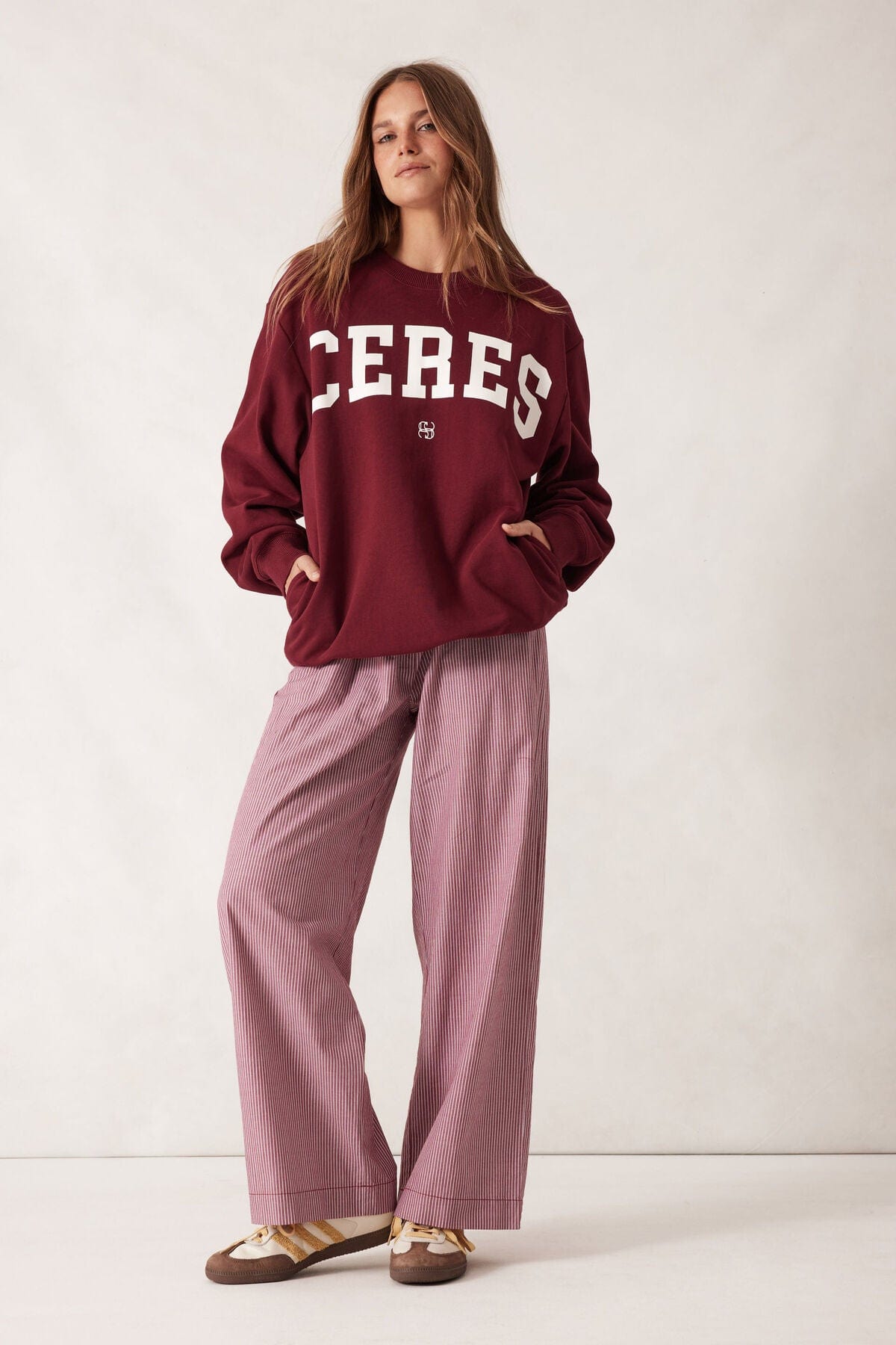 Ceres Life Jumpers Ceres Life | Oversized Slouchy Crew Heritage Logo - Burgundy