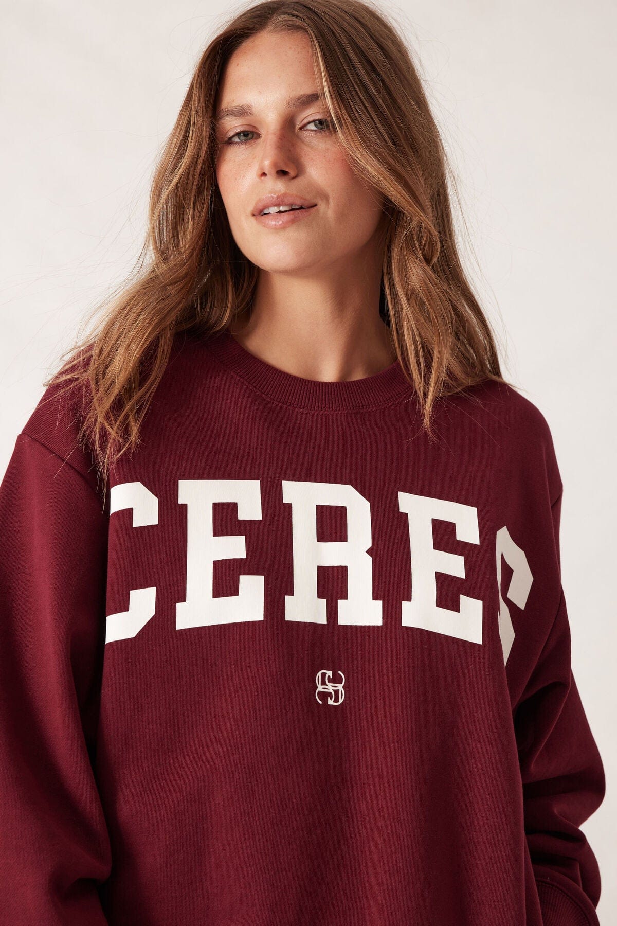 Ceres Life Jumpers Ceres Life | Oversized Slouchy Crew Heritage Logo - Burgundy