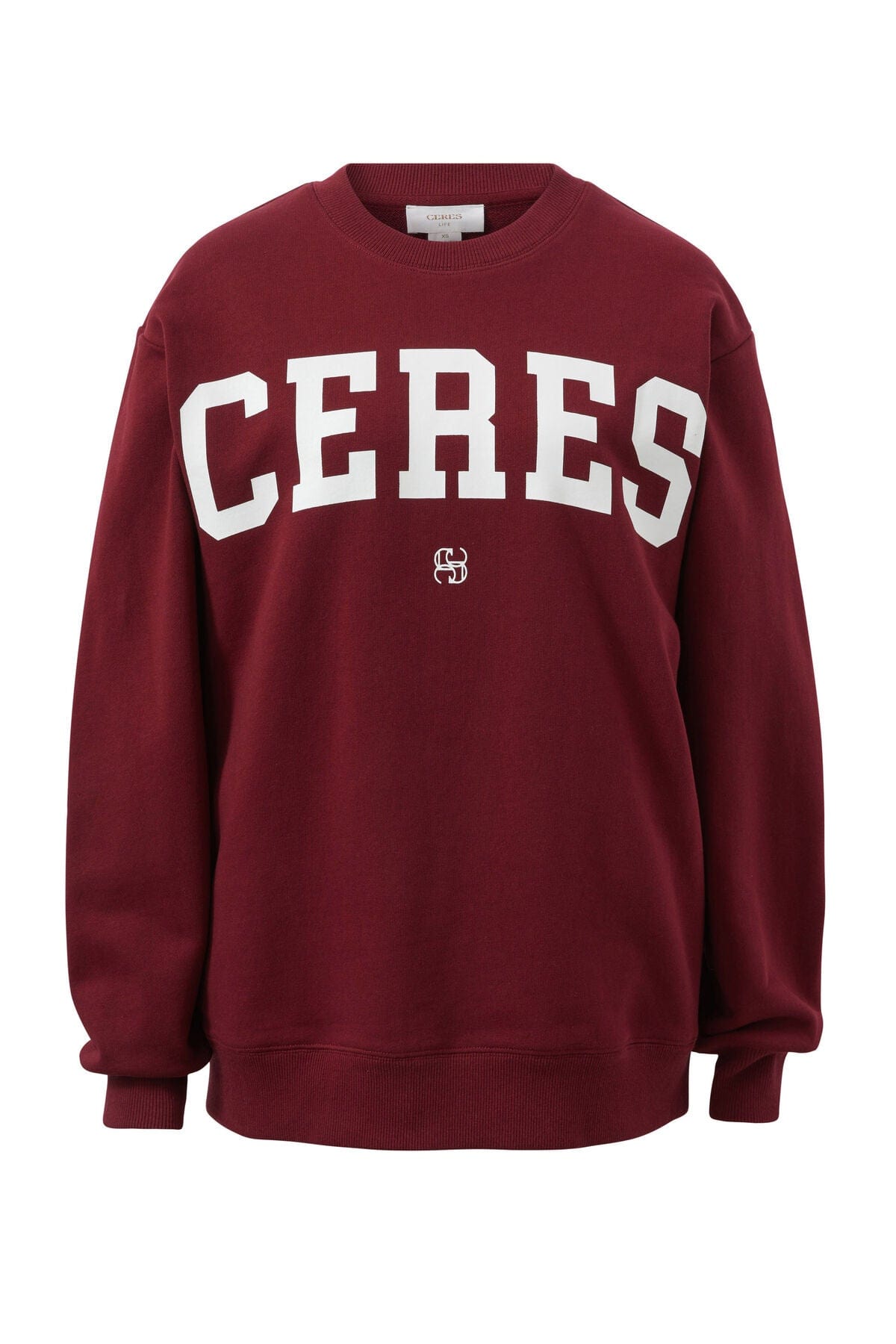 Ceres Life Jumpers Ceres Life | Oversized Slouchy Crew Heritage Logo - Burgundy