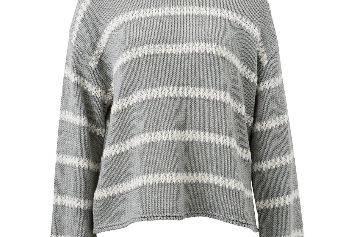 Ceres Life Knits Lila Oversized Knit Crew - Grey Marle Stripe