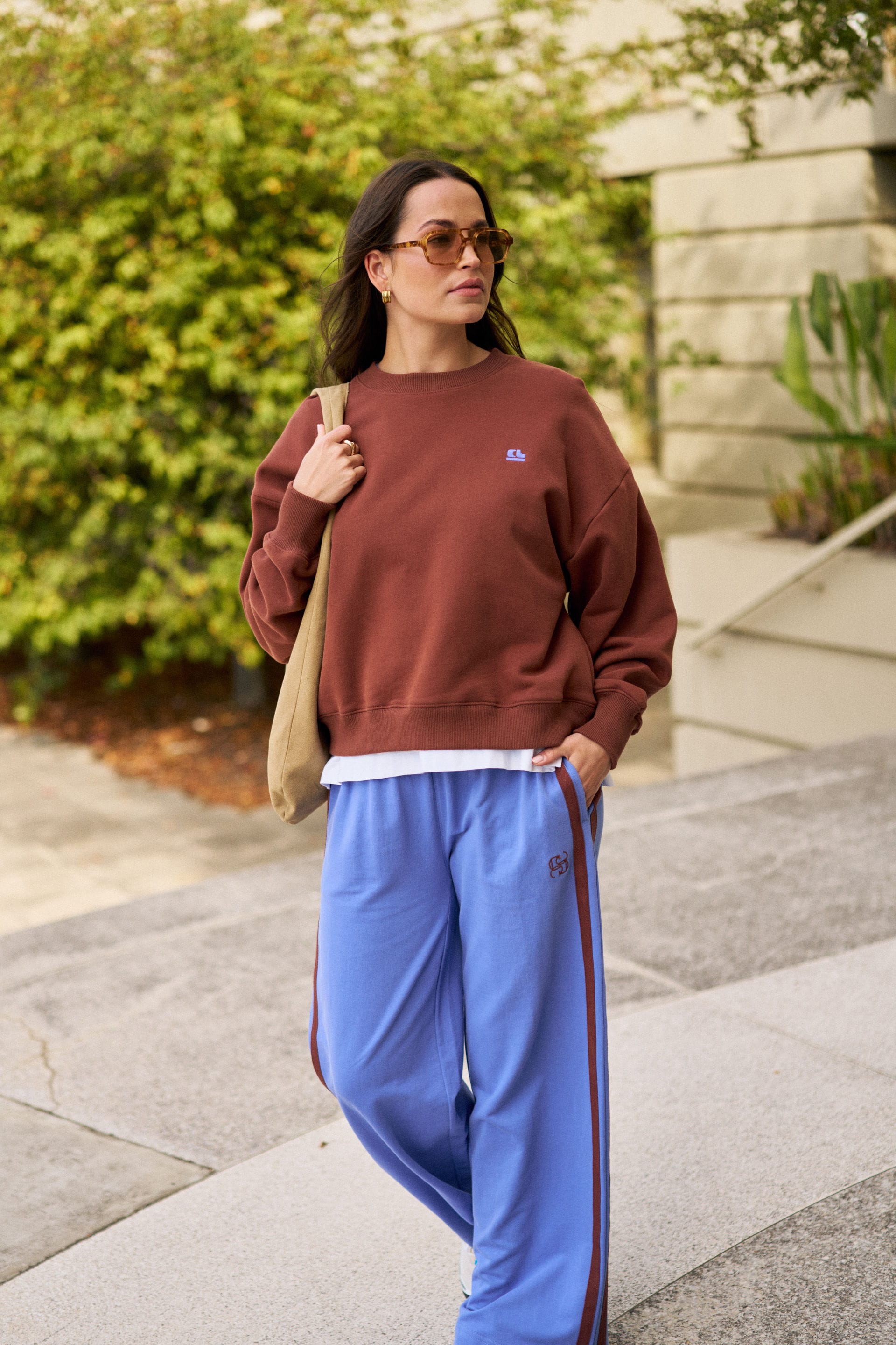 Ceres Life Pants - Casual Gigi Wide Leg Terry Trackpant - Vintage Blue