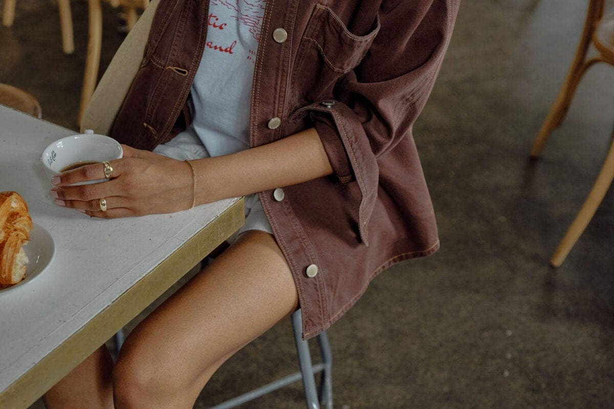 Ceres Life Shacket Bobbi Side Pocket Denim Shacket - Chocolate