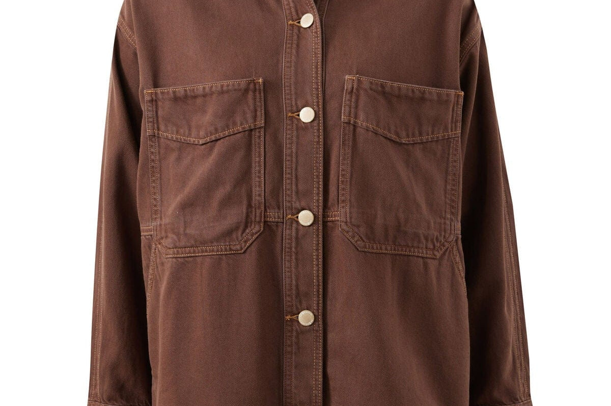 Ceres Life Shacket Bobbi Side Pocket Denim Shacket - Chocolate