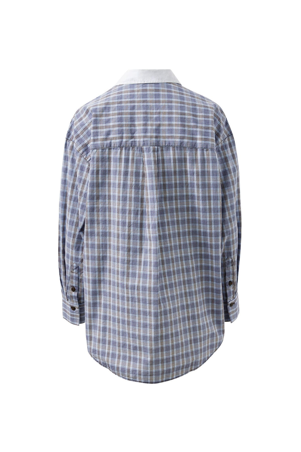 Ceres Life Shirts - Casual Peta Oversized Check Shirt - Blue /Chocolate Check