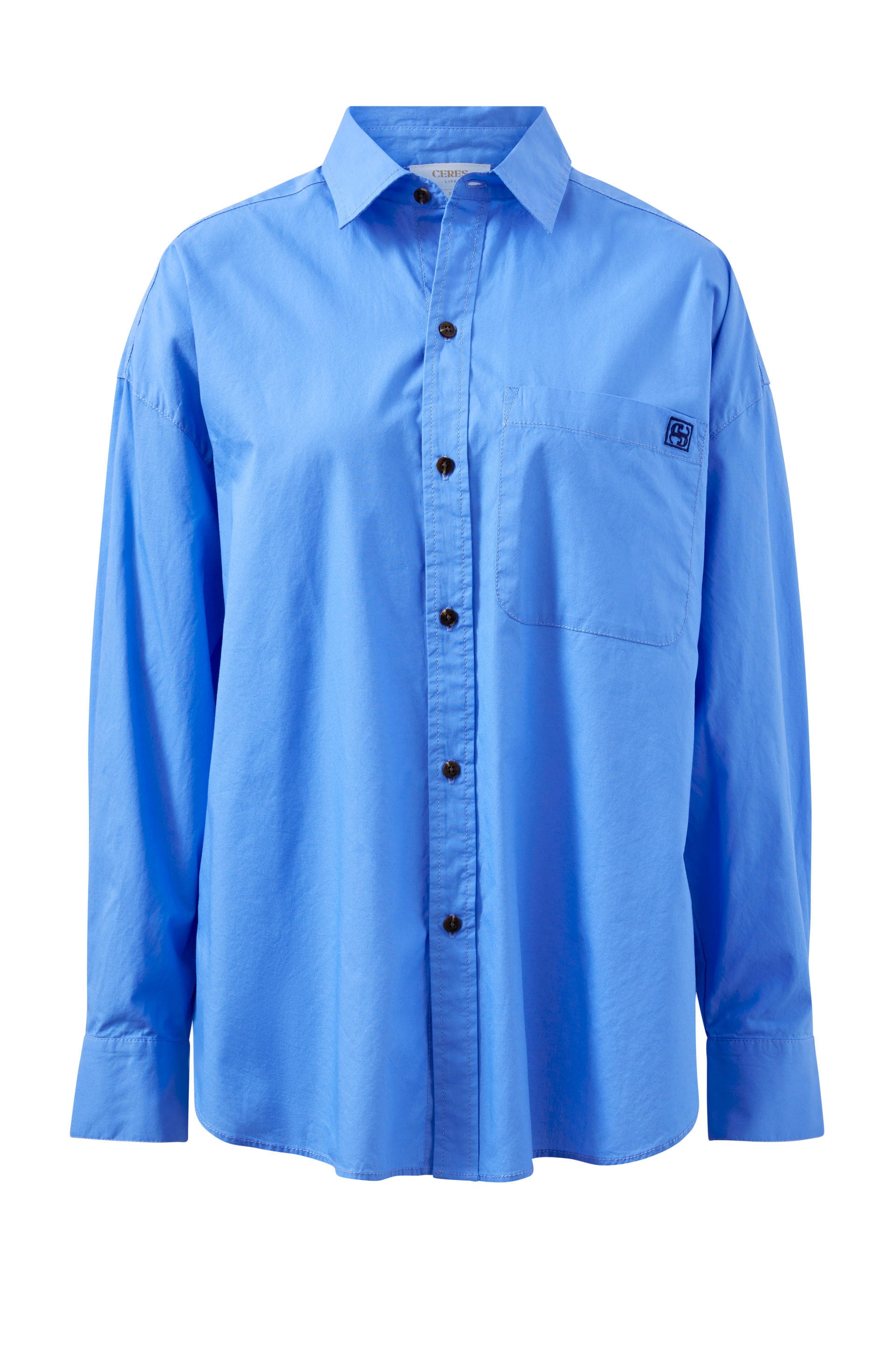 Ceres Life Shirts - Tailored Peta Oversized Shirt - Amalfi Blue