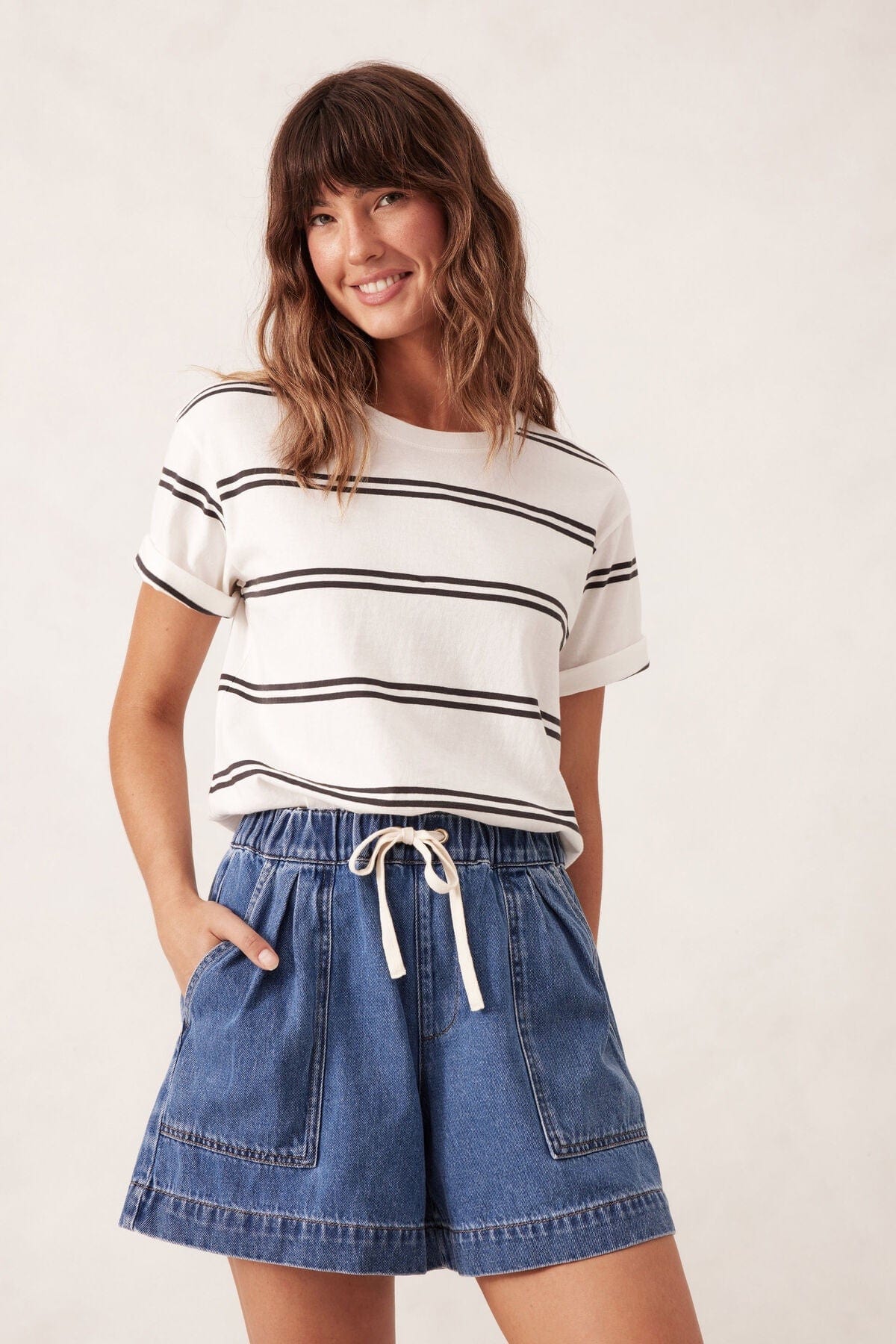 Ceres Life Shorts Darcy Relaxed Everyday Short - Washed Indigo