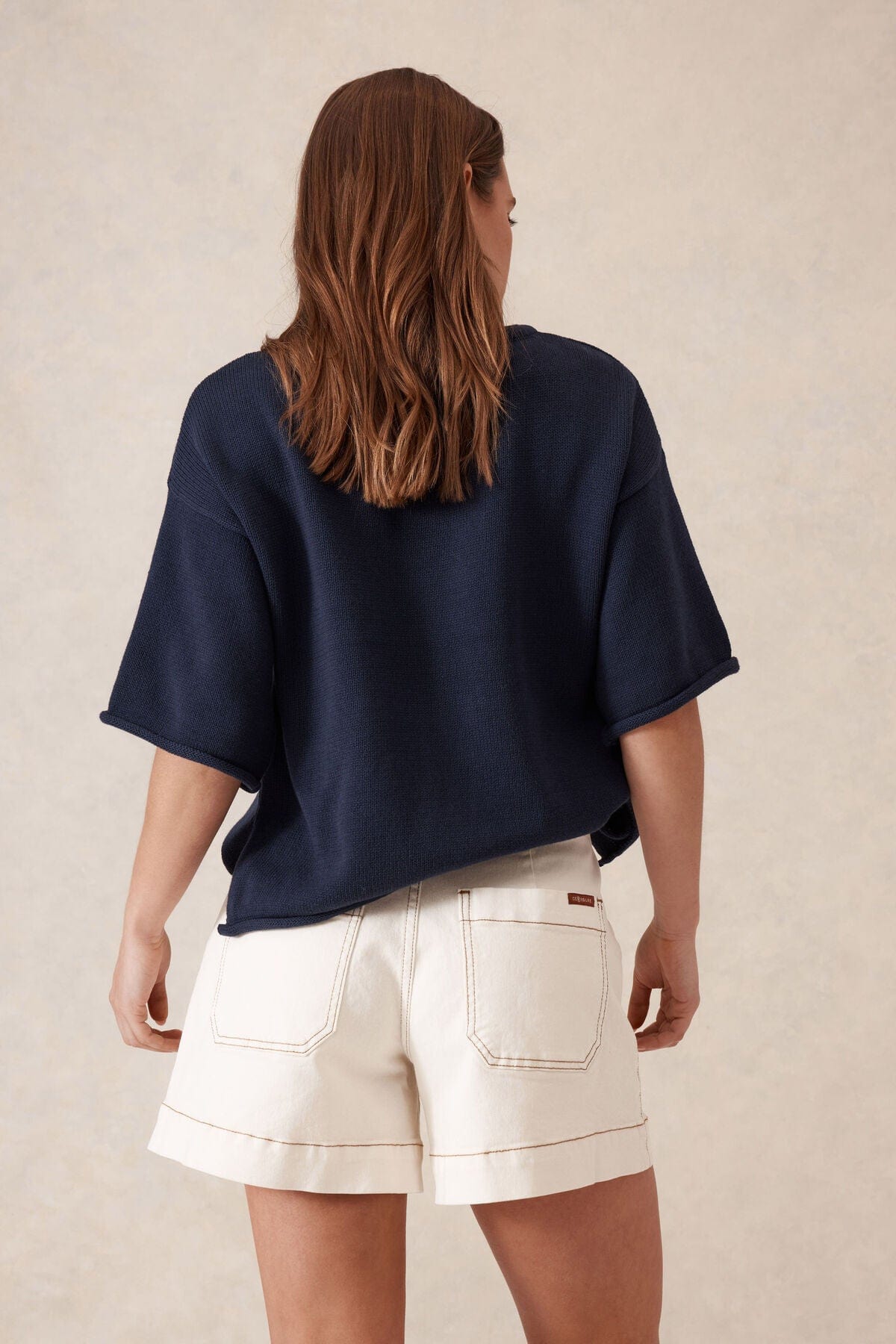 Ceres Life Shorts Esther Denim Patch Pocket Short - Eggshell