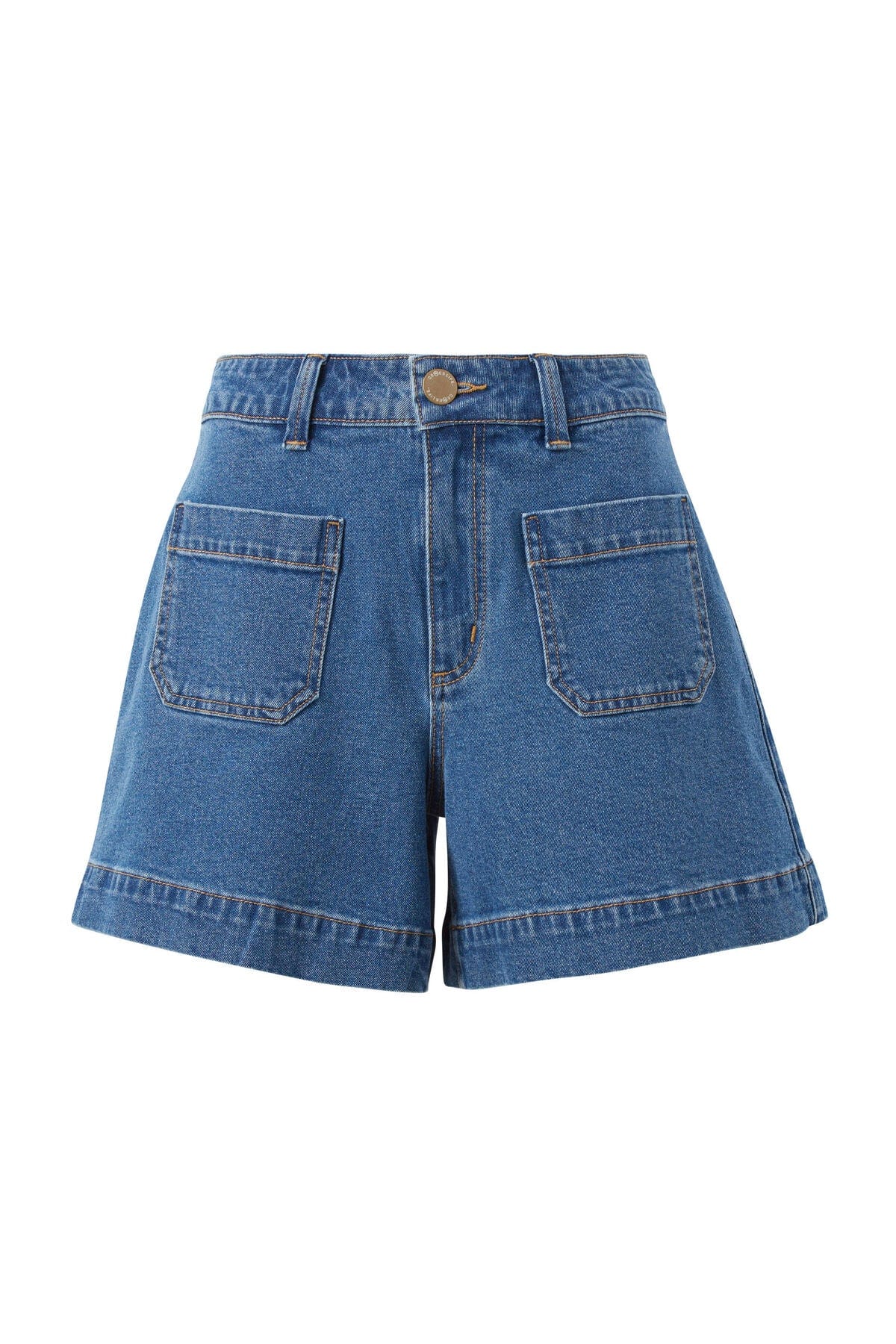 Ceres Life Shorts Esther Denim Patch Pocket Short - Fresh Indigo