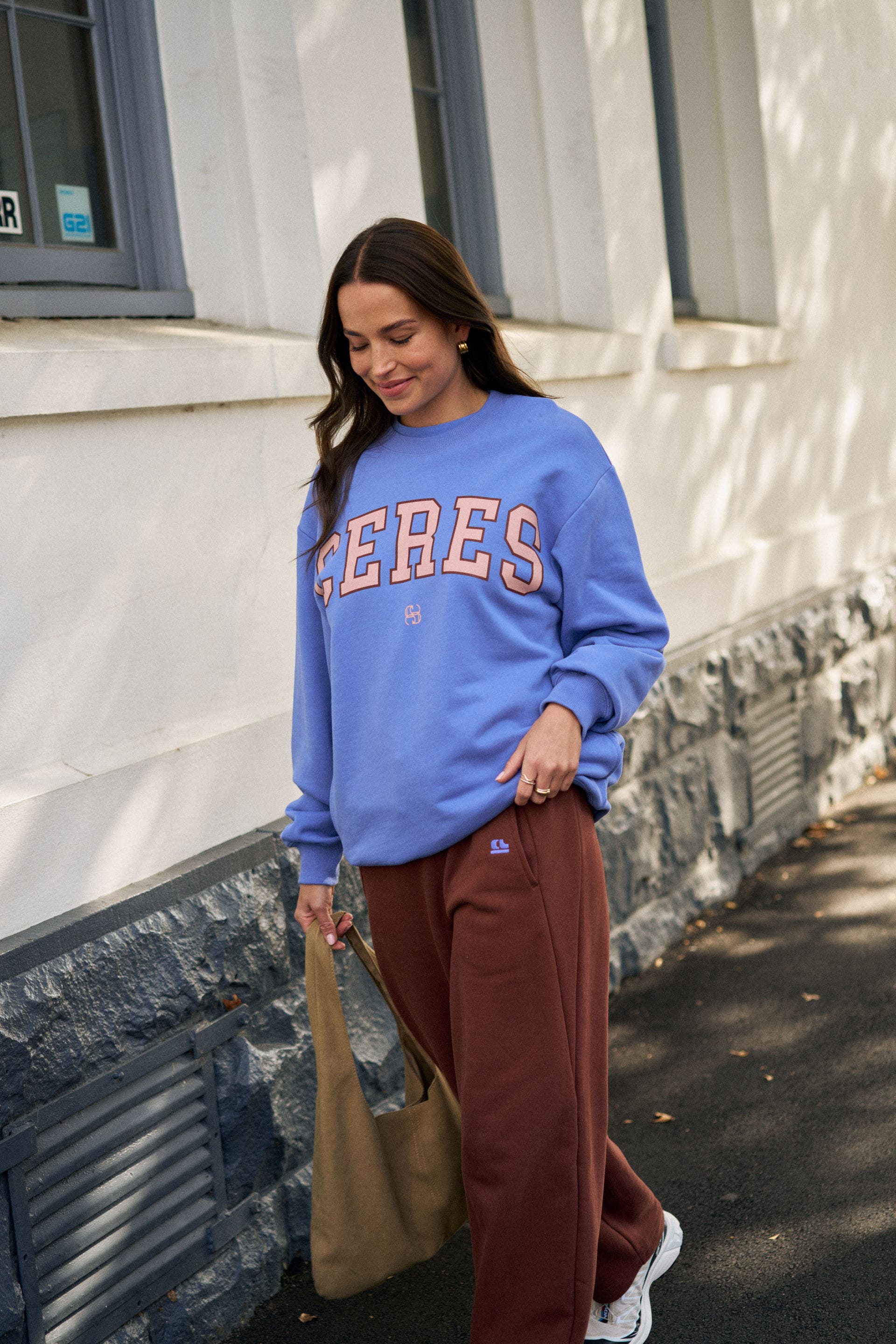 Ceres Life Sweaters Isla Oversized Slouchy Crew - Vintage Blue/Pink Clay