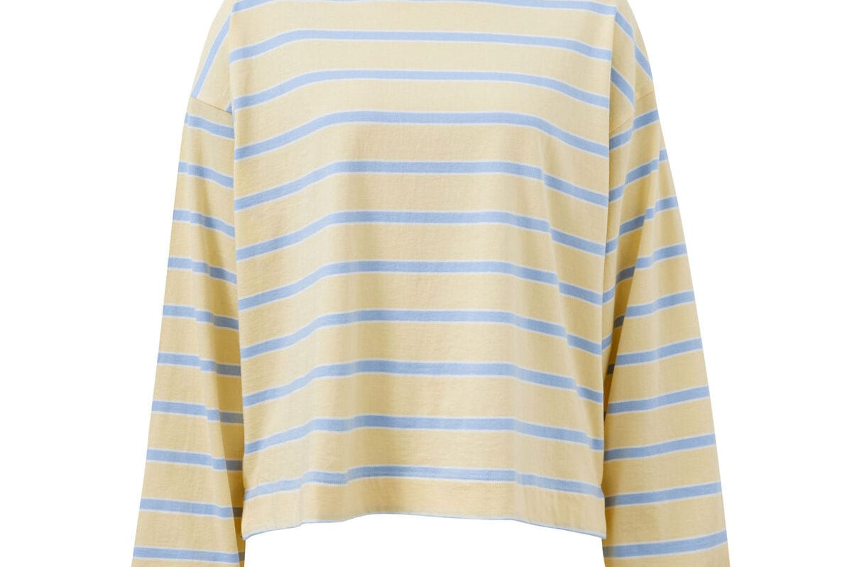Ceres Life Tops - Long Sleeve Beau Long Sleeve Slouchy Tee - Butter / China Blue