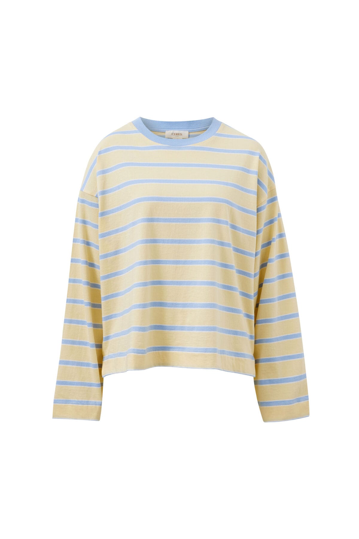 Ceres Life Tops - Long Sleeve Beau Long Sleeve Slouchy Tee - Butter / China Blue