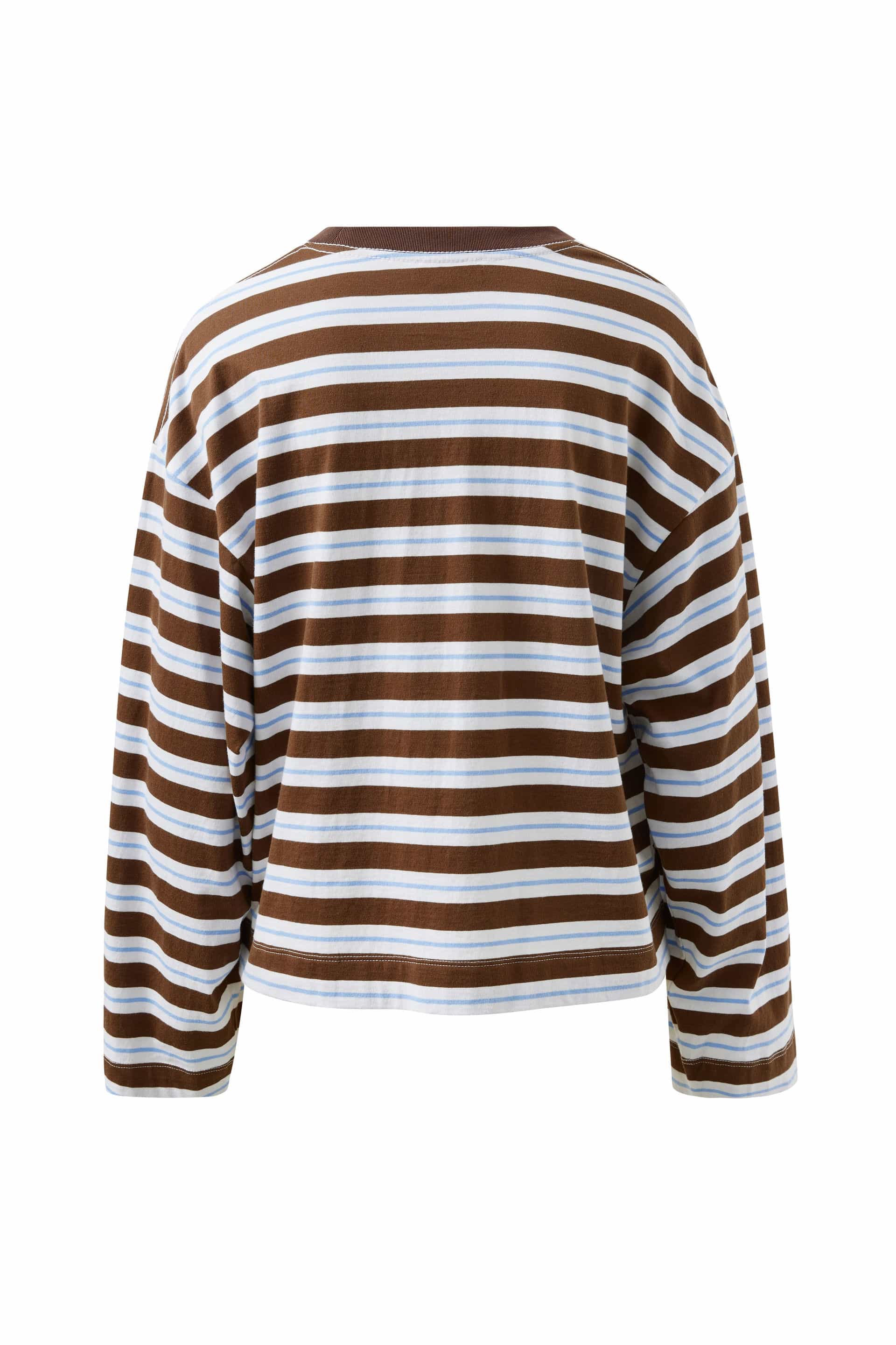 Ceres Life Tops - Long Sleeve Beau Long  Sleeve Slouchy Tee - Cocoa Sky Blue Stripe