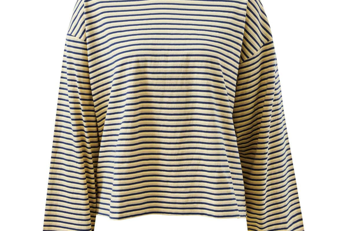 Ceres Life Tops - Long Sleeve Beau Long Sleeve Slouchy Tee - Heritage Navy/Butter/Stone Stripe