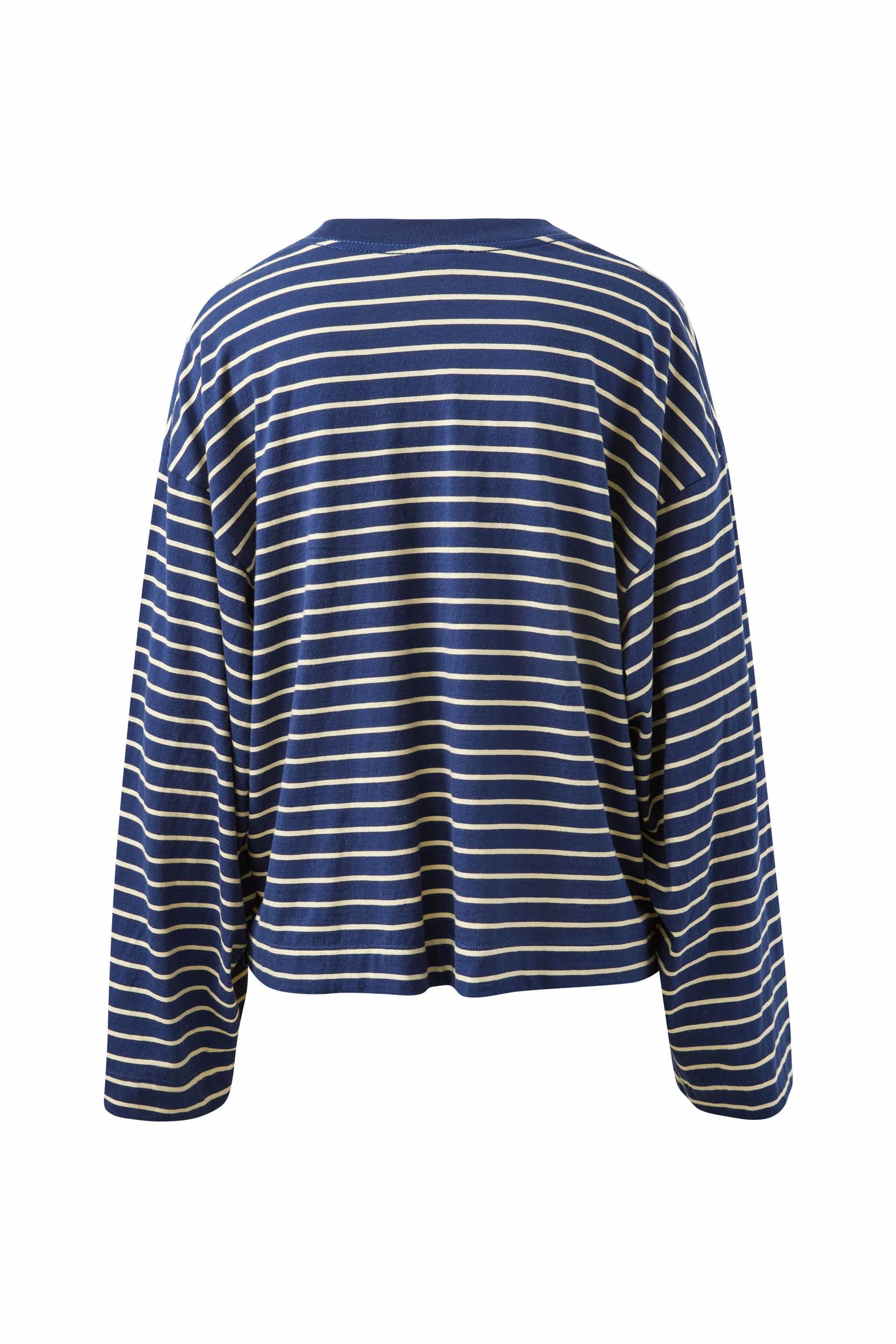 Ceres Life Tops - Long Sleeve Beau Long Sleeve Slouchy Tee - Heritage Navy/Marshmallow Stripe