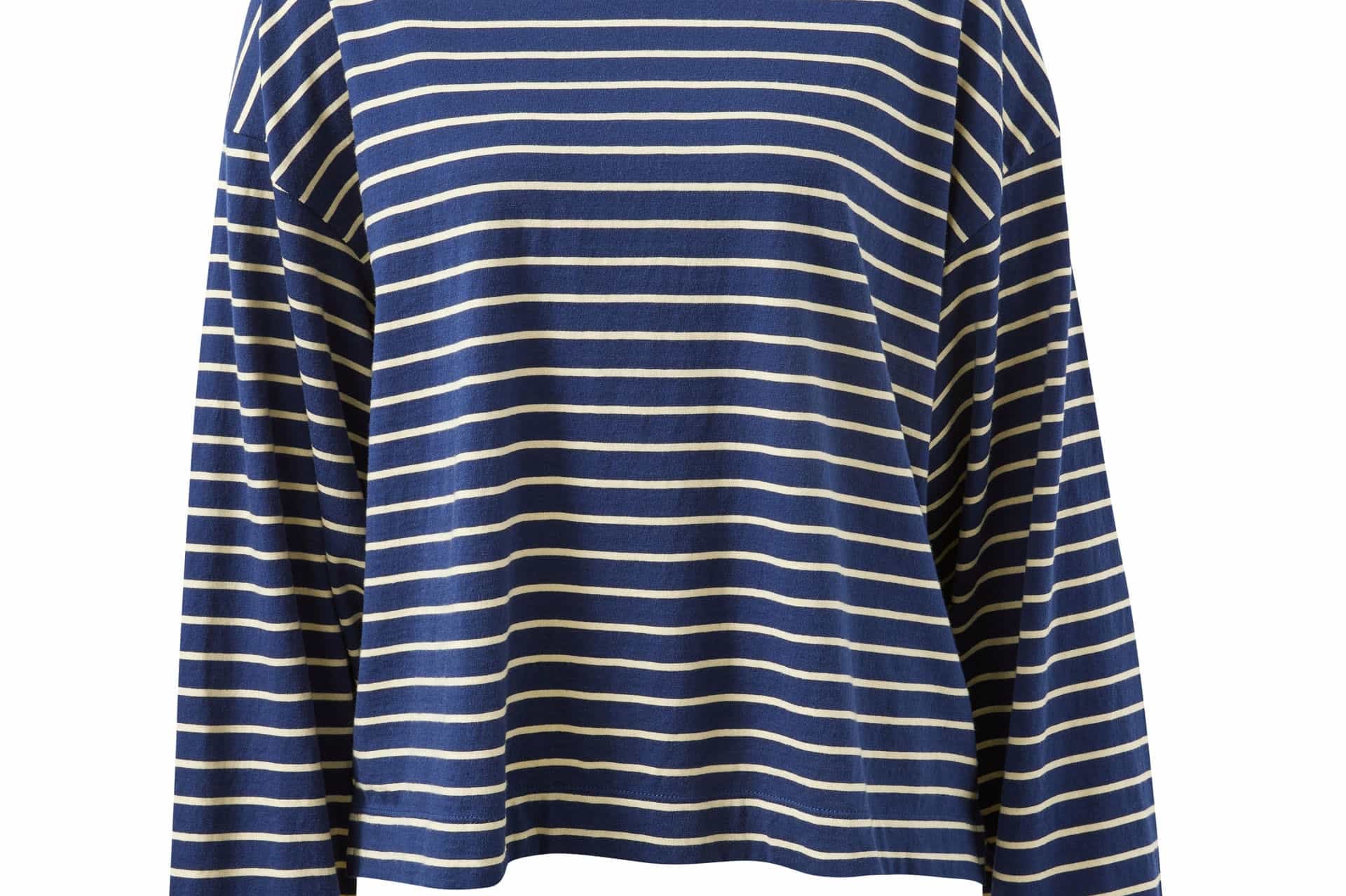 Ceres Life Tops - Long Sleeve Beau Long Sleeve Slouchy Tee - Heritage Navy/Marshmallow Stripe