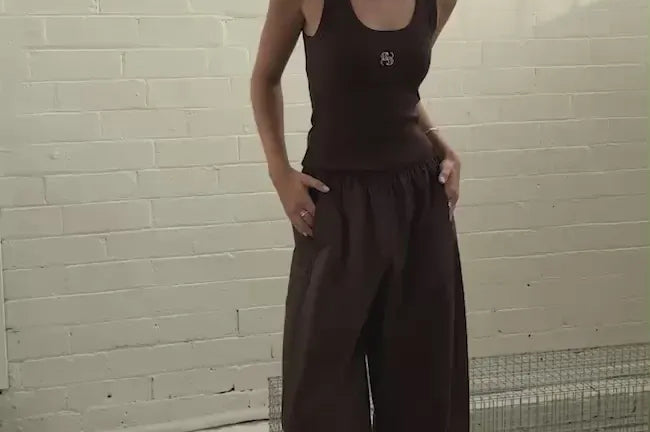 Ceres Life Tops - Tanks Zoe Contour Rib Scoop Tank - Chocolate