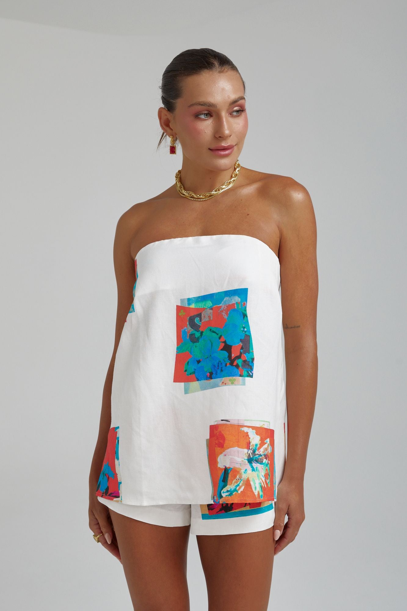 Summi Summi | Strapless Shift Top - Montage White