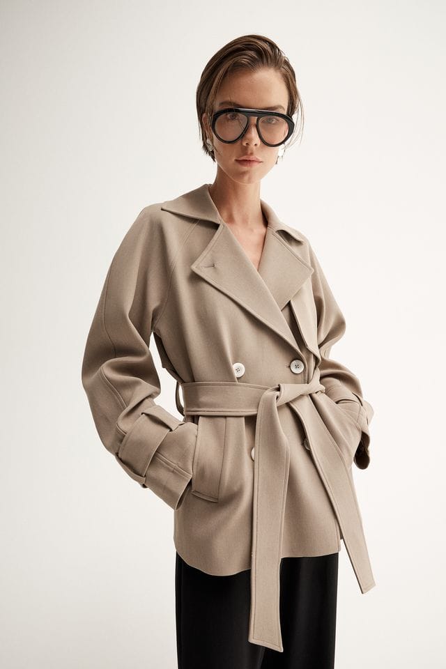 Elka Collective Coats - Trench Selena Cropped Trench Coat - Taupe