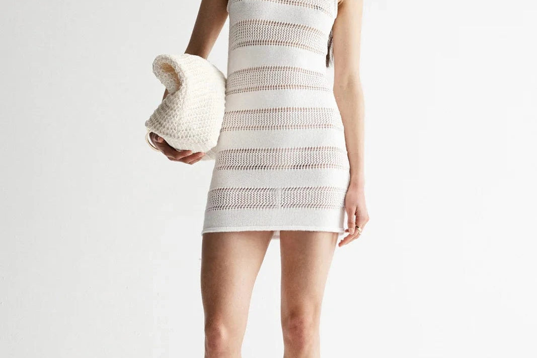 Elka Collective Dresses - Knit Elka Collective | Malibu Crochet Mini Dress - White