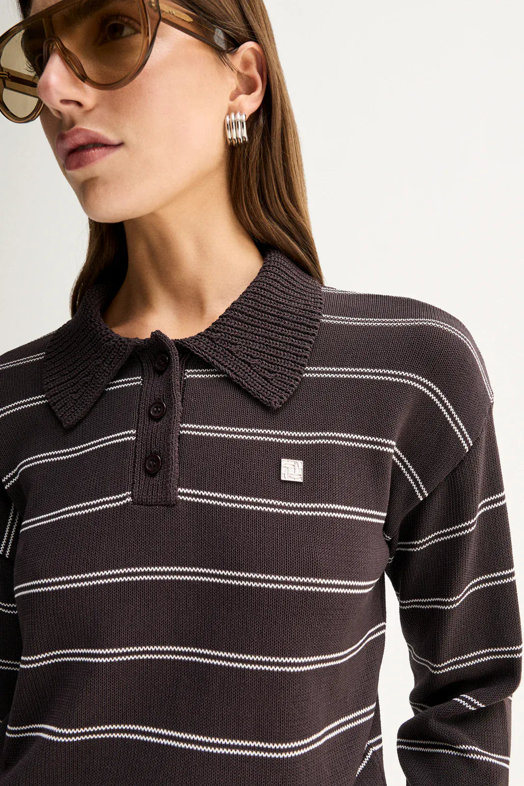 Elka Collective Knits Irina Knit Jumper - Chocolate Stripe