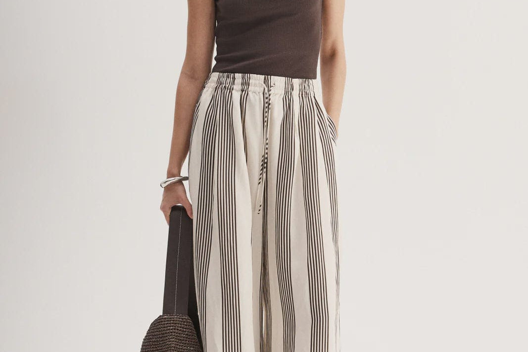 Elka Collective Pants - Casual Milo Stripe Pant - Chocolate Stripe