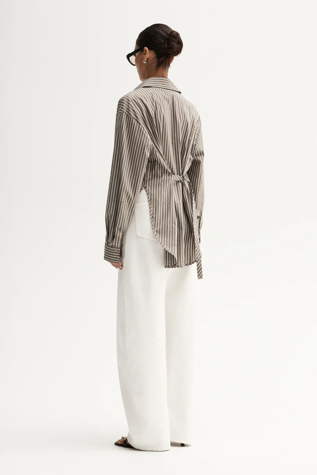 Elka Collective Shirts - Tailored Emry Shirt - Taupe Stripe