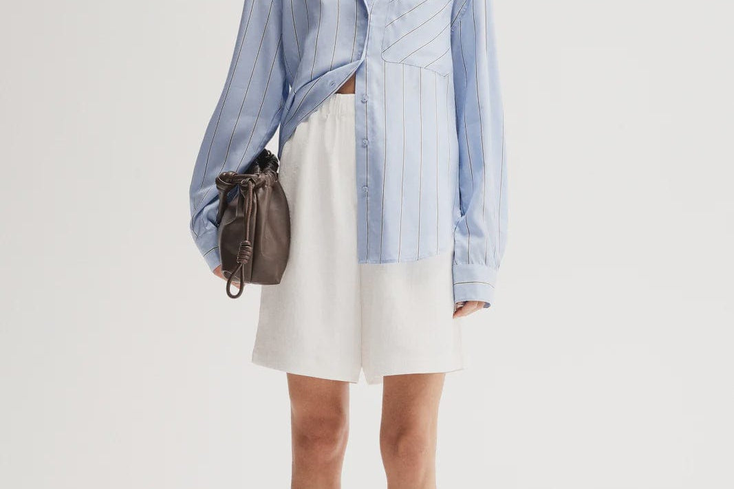 Elka Collective Shirts - Tailored Henry Stripe Shirt - Blue Stripe