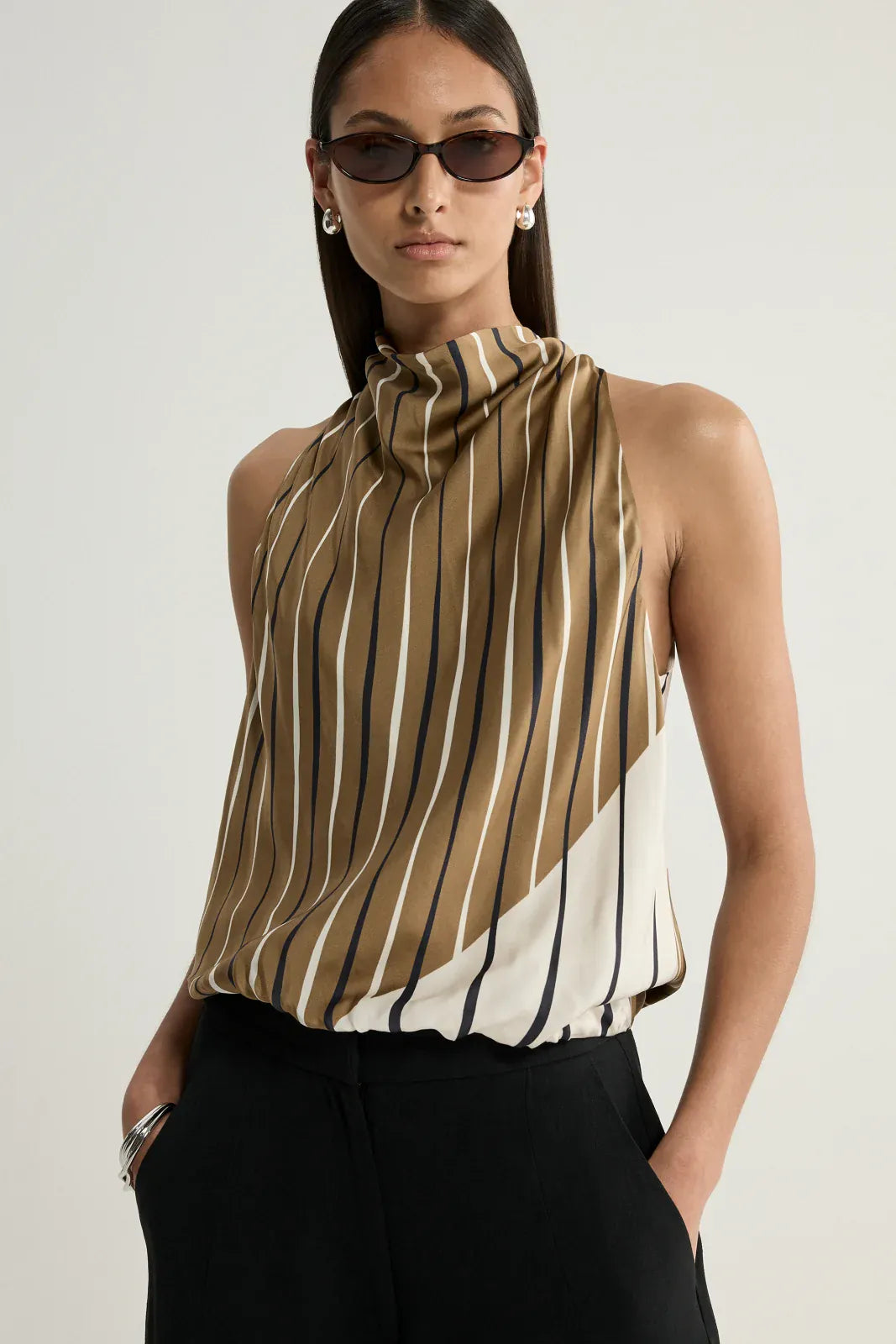 Elka Collective Tops Sloane Top - Moss Stripe