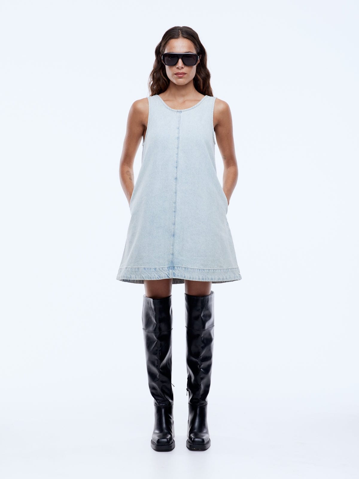 Ena Pelly Dresses Annie Denim Dress - Light Wash