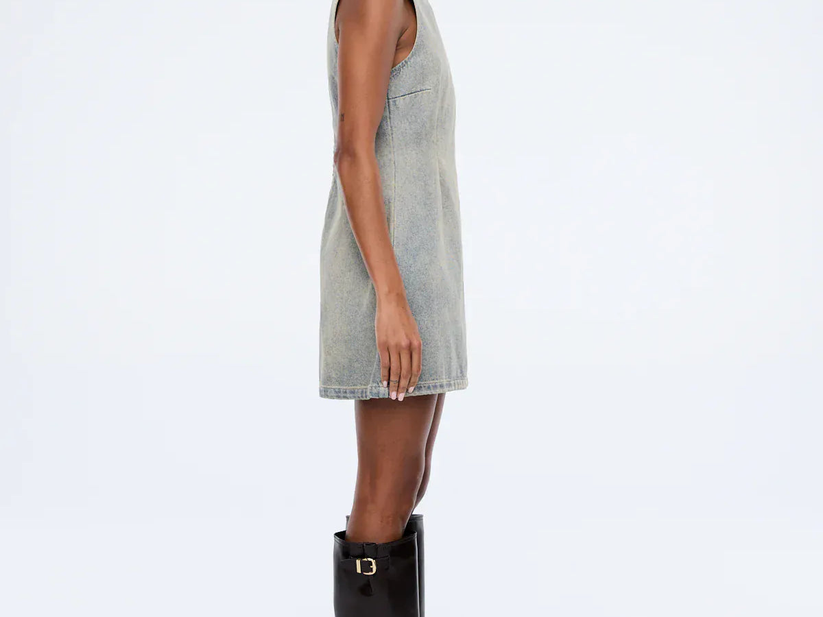 Ena Pelly Dresses Gracie Denim Dress - Peach Wash