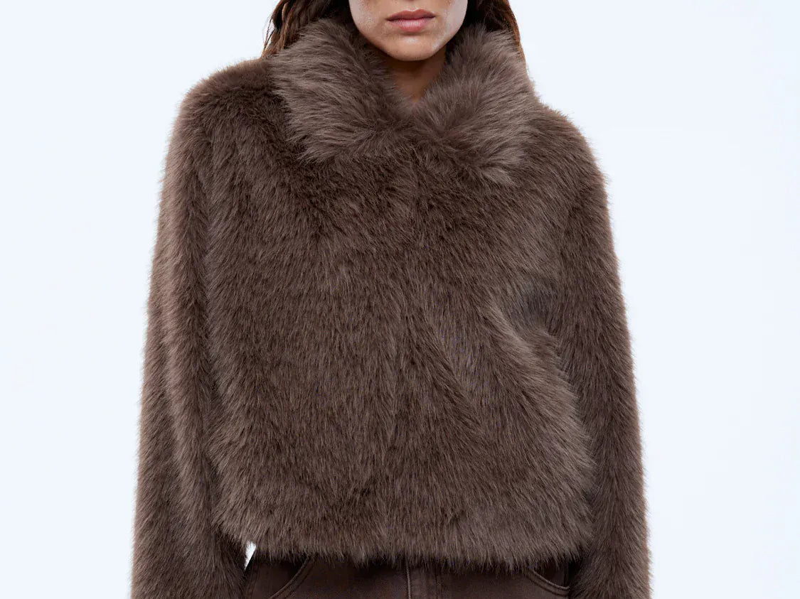 Ena Pelly Jackets Charlie Faux Fur Jacket - Ash Brown