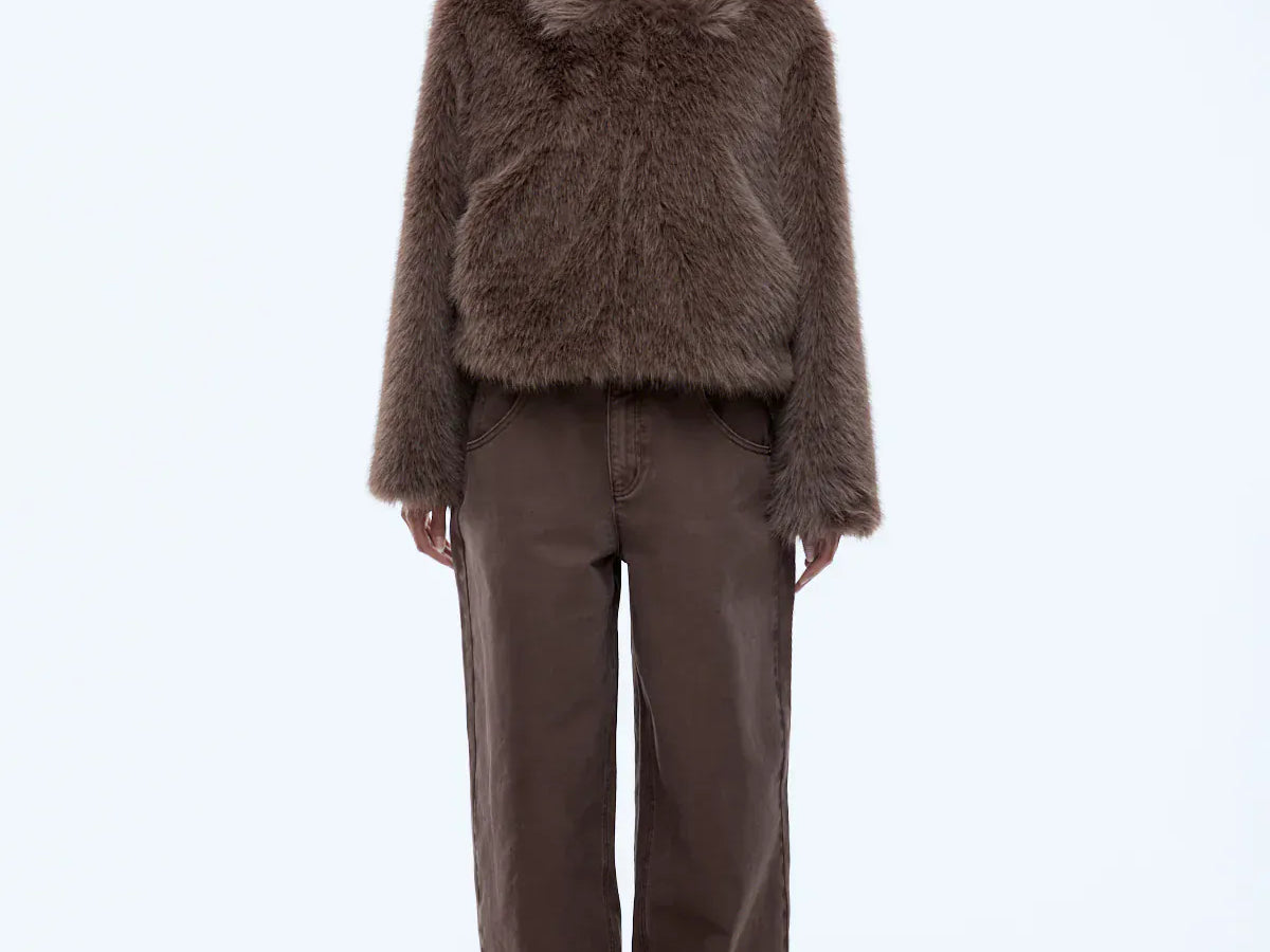 Ena Pelly Jackets Charlie Faux Fur Jacket - Ash Brown