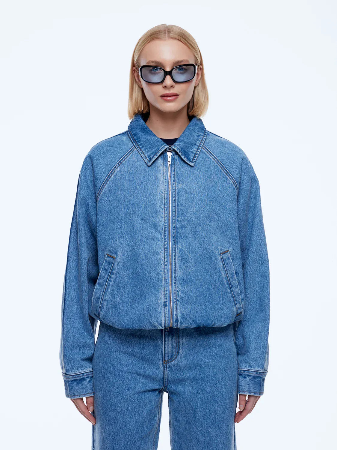 Ena Pelly Jackets - Denim Billy Denim Bomber - Light Indigo