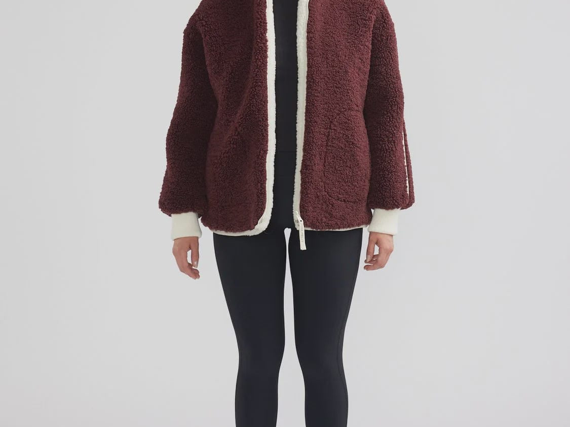 Ena Pelly Jackets Ena Pelly | Paloma Reversible Teddy Jacket - Plum/Bone