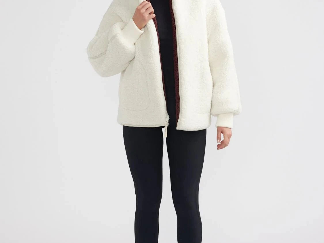 Ena Pelly Jackets Ena Pelly | Paloma Reversible Teddy Jacket - Plum/Bone